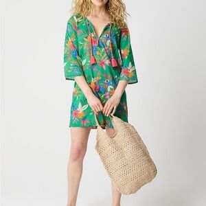 J Crew Factory Floral Green Swim Cover-Up